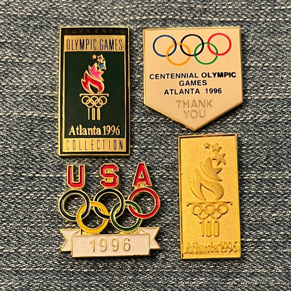 Set Lot of 4 Olympic Pin Badges ~ 1996 Atlanta Summer Games